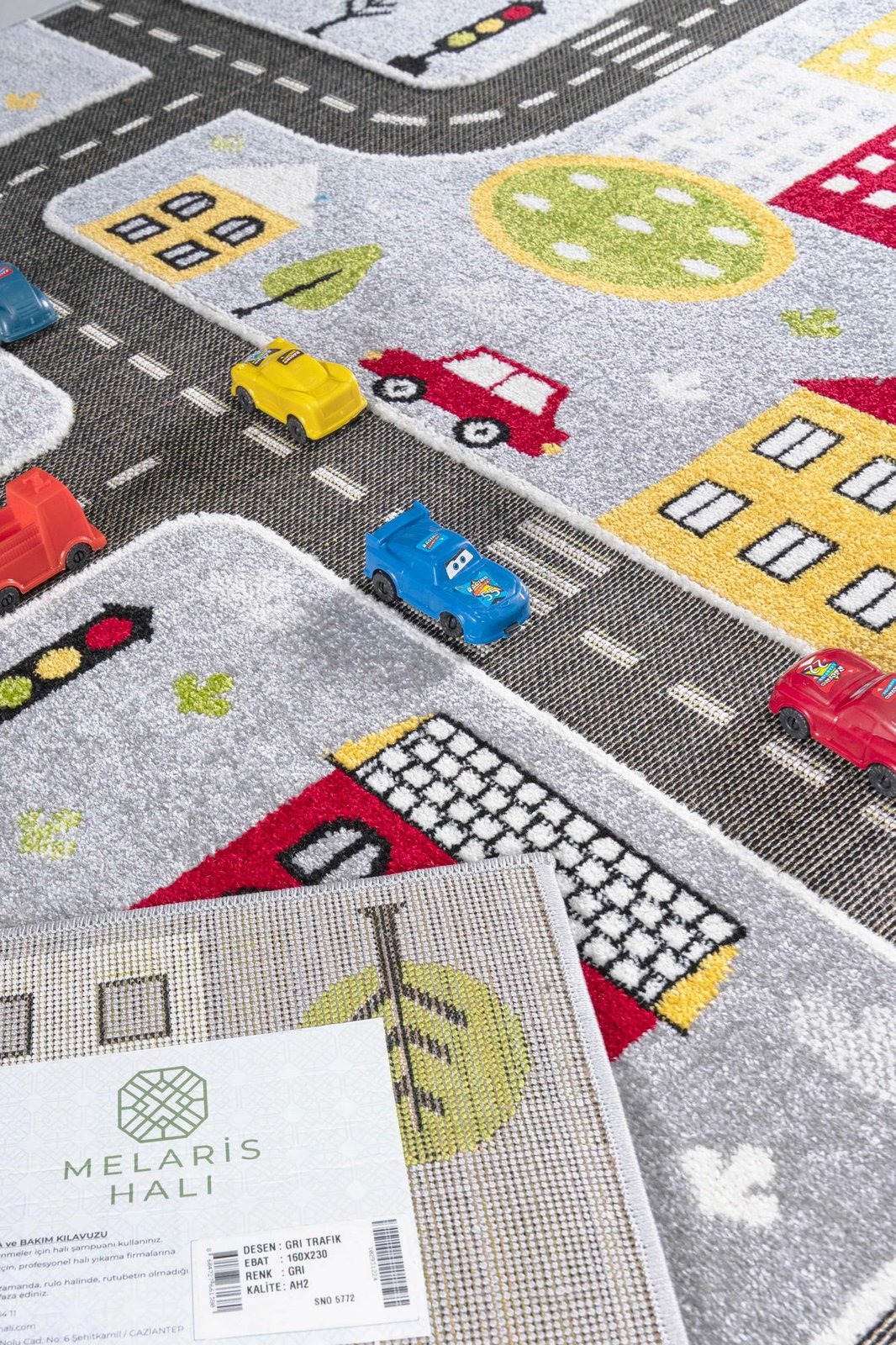 Qilim për fëmijë, model rrugësh, gri, 120x170cm