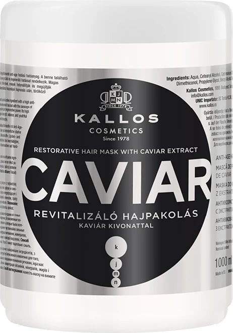 Maskë për flokë Kallos Caviar Restorative Hair Mask për femra 1000ml