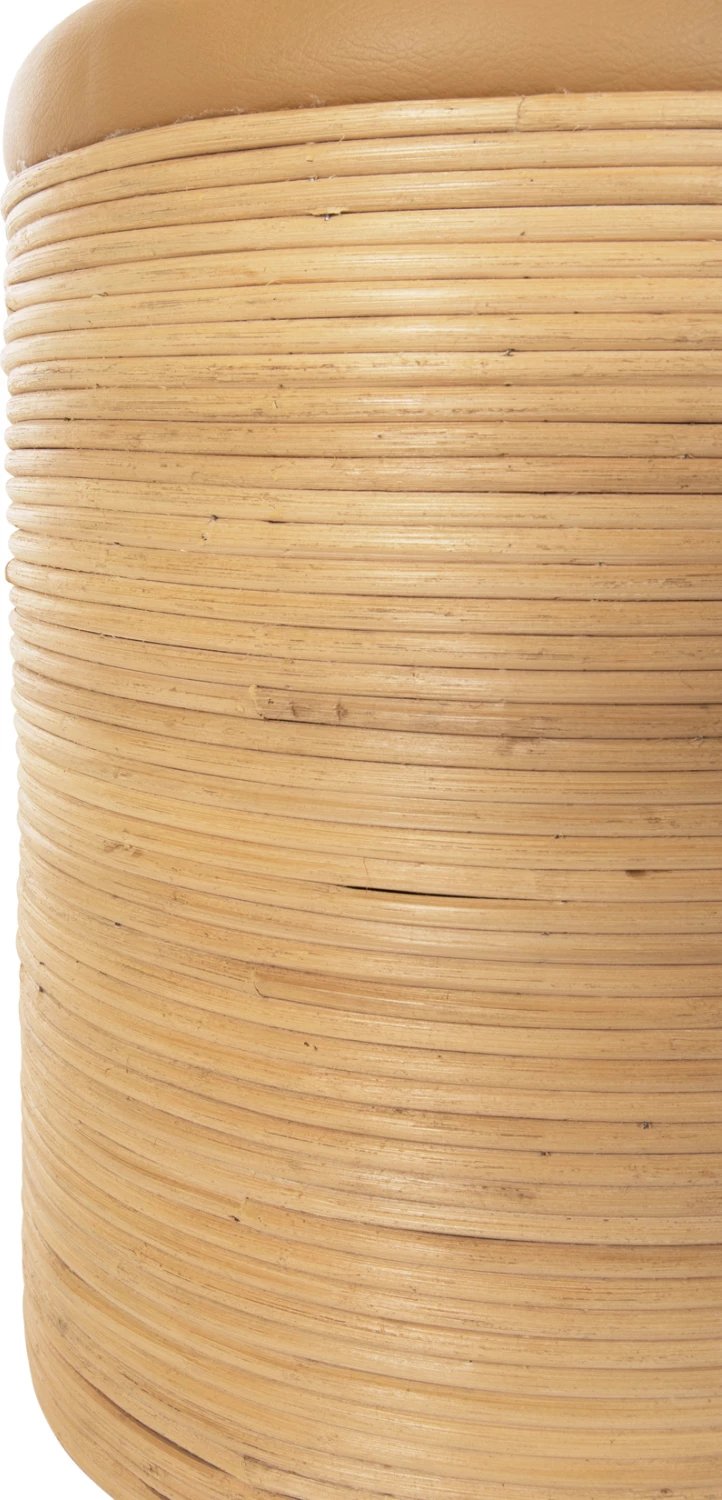 Karrige për bar, natyrale rattan-beige PU sedilje Φ37x47Hcm