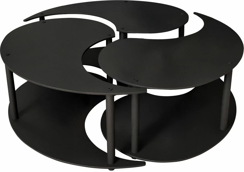 Set tavolinash kafeje Skye Decor, Yin Yang 3 copë, e zezë