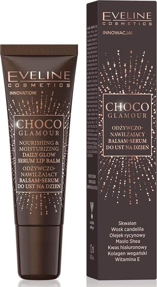 Balsam-Serum për buzë Eveline Cosmetics Choco Glamour për femra, 12ml