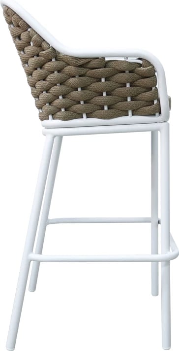 Karrige për bar Zuki alumini, e bardhë, e grumbullueshme, me jastëk, 55x54x109cm