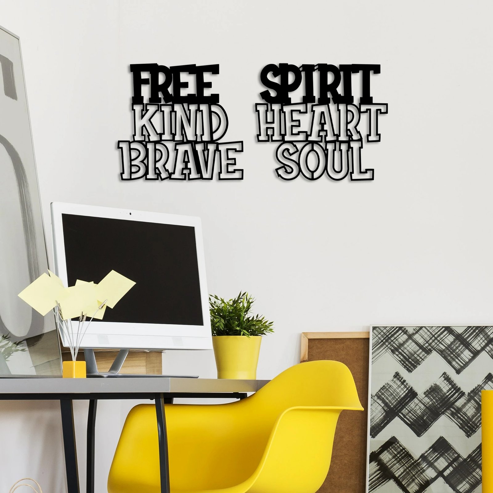 Aksesor dekorativ metalik për mur, Wallity, zemër e guximshme, shpirt i lirë