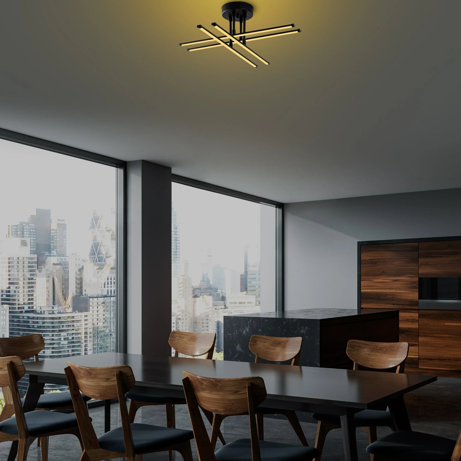 Llambë tavani moderne, metal i zi, Opviq Exhaust-13661, 61x22x61cm