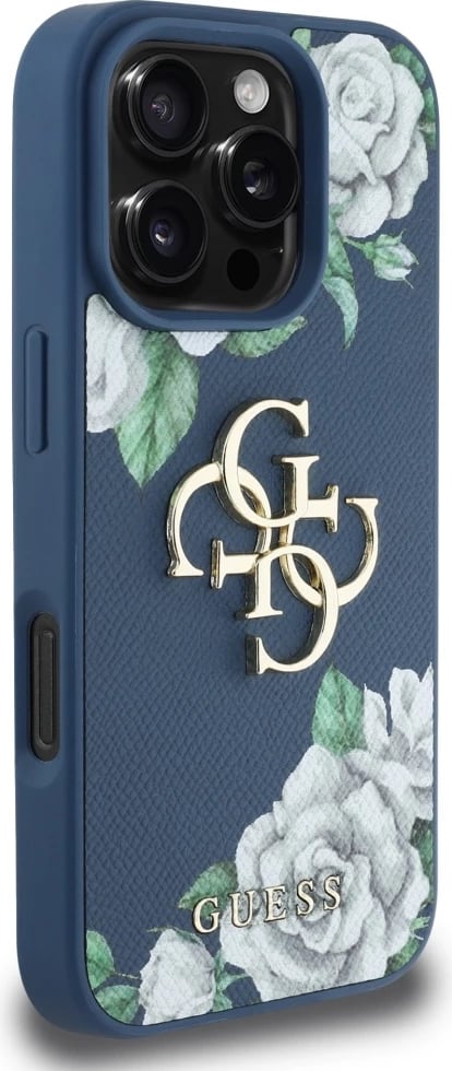 Mbështjellës Guess Grained Roses Big 4G logo për iPhone 16 Pro Max, Kaltër