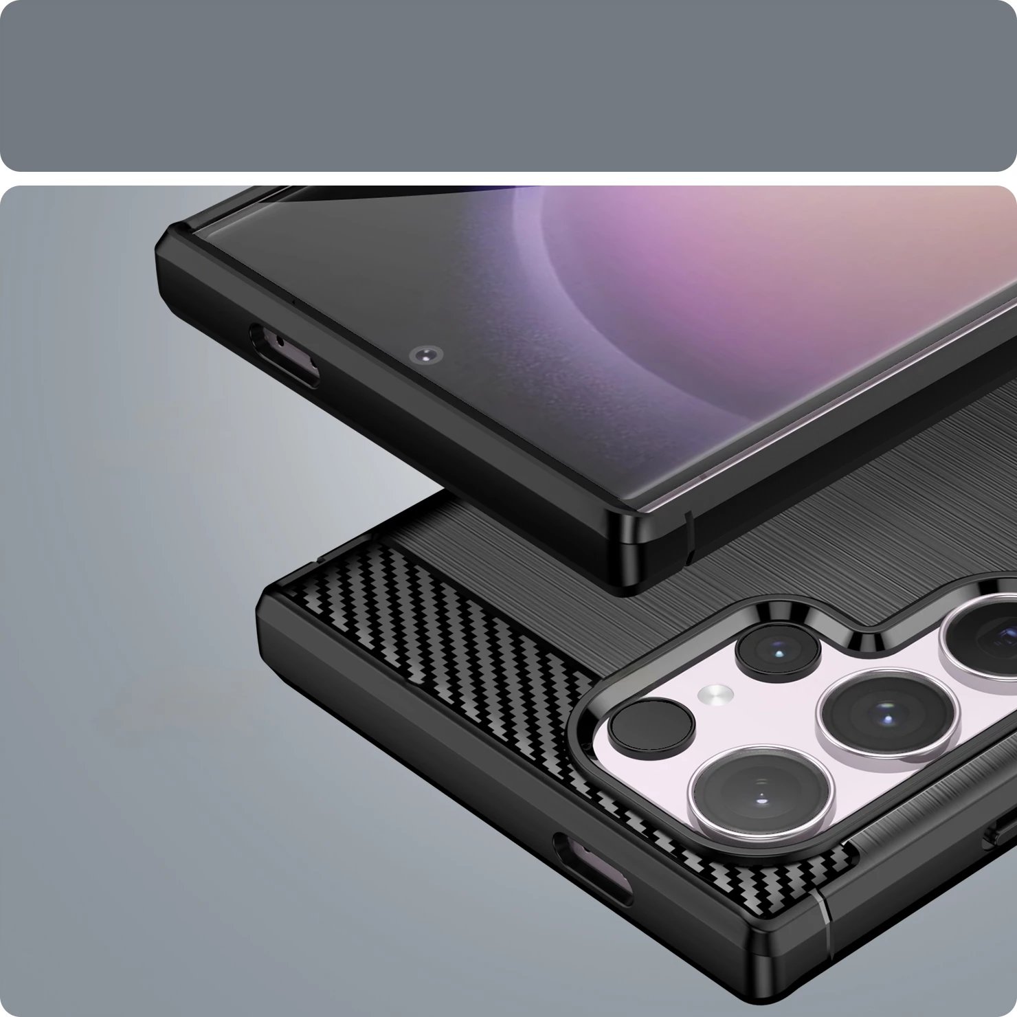 Mbështjellës Hurtel Carbon Case për Samsung Galaxy S24 Ultra, TPU, i zi