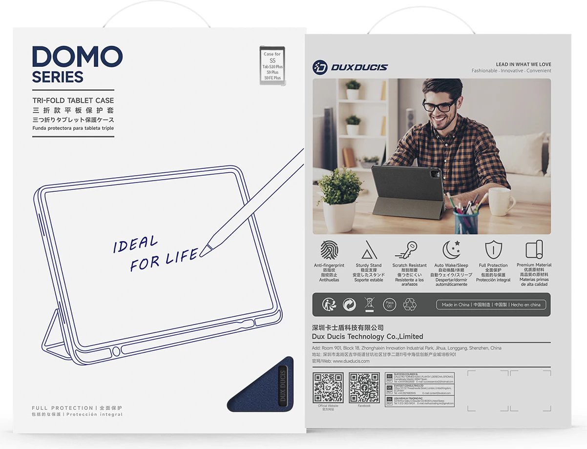 Mbështjellës tablet Dux Ducis Domo për Samsung Galaxy Tab S10 Plus/S9 Plus/S9 FE Plus, Kaltër