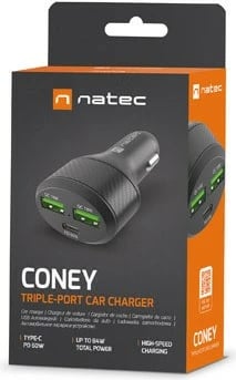 Karikues veture Natec Coney NUC-1981, 3 porta USB (2x QC 18W, 1x PD 60W), 84W, i zi