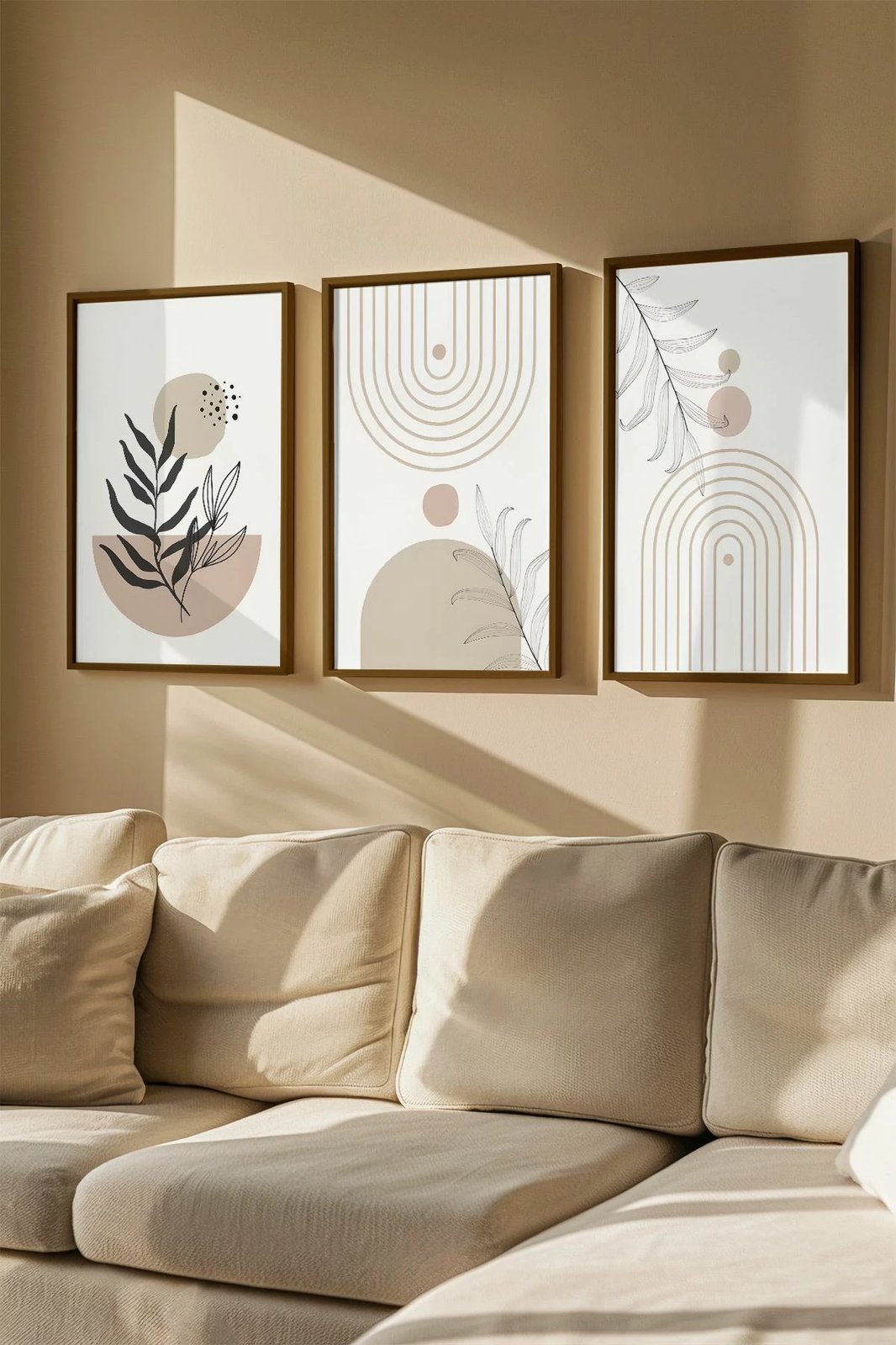 Set pikturash dekorative me kornizë, 3 copë, Wallity, Artvmodel7-Kahve