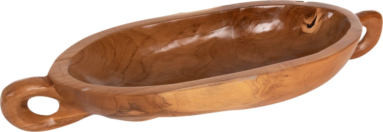 Enë dekorative prej druri tik, ngjyrë natyrale, FH4304, 64x21.5x9.5cm