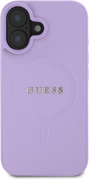 Mbështjellës Guess Saffiano MagSafe për iPhone 16, Vjollcë