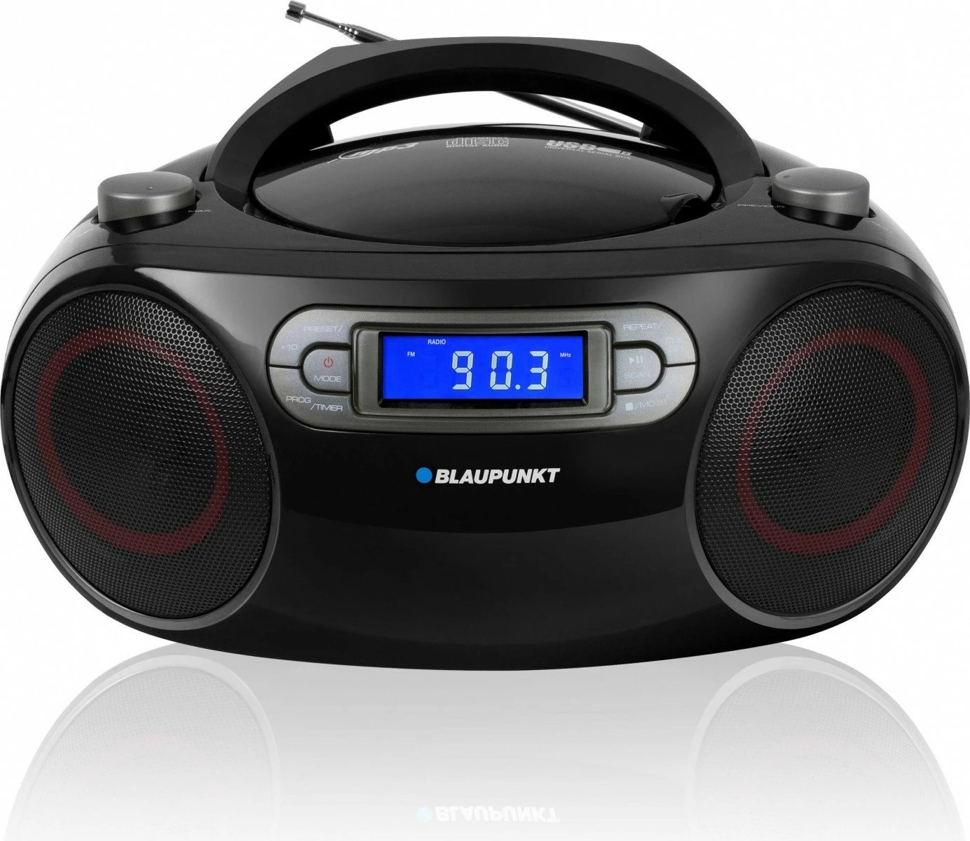 Boombox Blaupunkt BB18BK, FM PLL, CD/MP3/USB/AUX, Alarm, e zezë