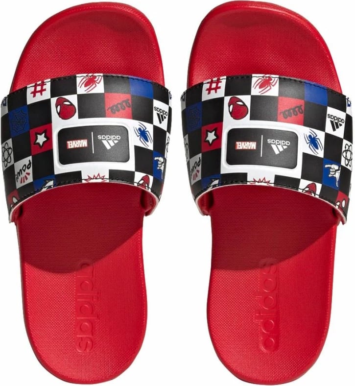 Shapka për fëmijë adidas Adilette Comfort Spiderman, të kuqe
