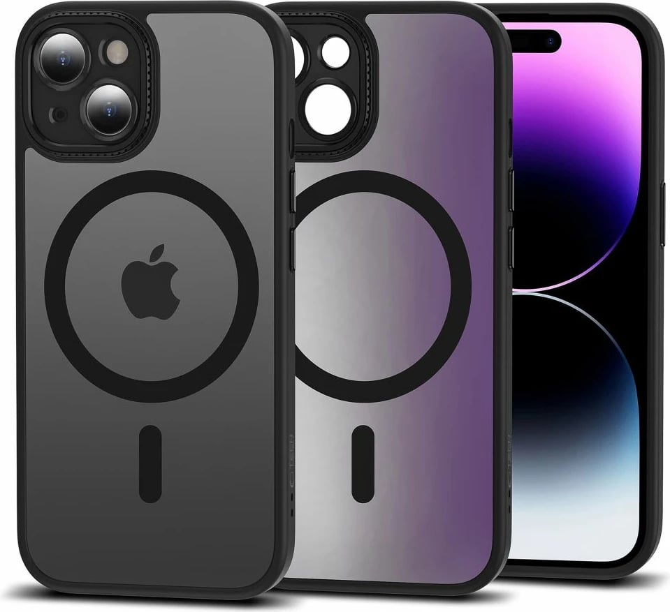 Mbështjellës Tech-Protect MagMat Cam+ për iPhone 15, MagSafe, Gjysem-transparent, Zi