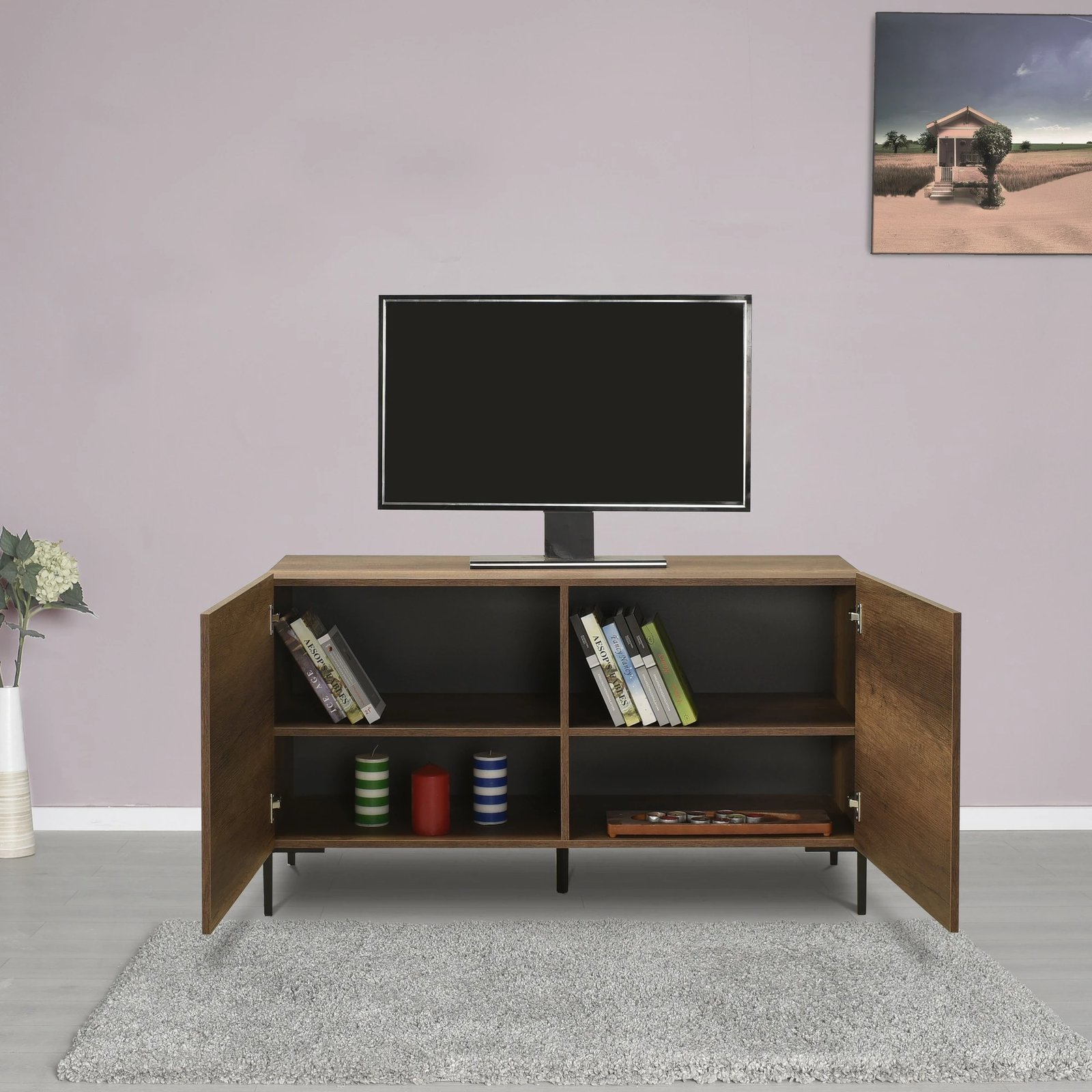 Komodë për TV, ngjyrë Oslo Walnut, Tvc-722-Oo-1