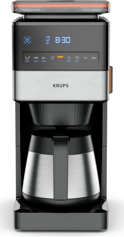 Aparat kafeje drip Krups Grind Aroma XL KT8428, mulli i integruar, 1.25L, 1000W, e zezë/inox