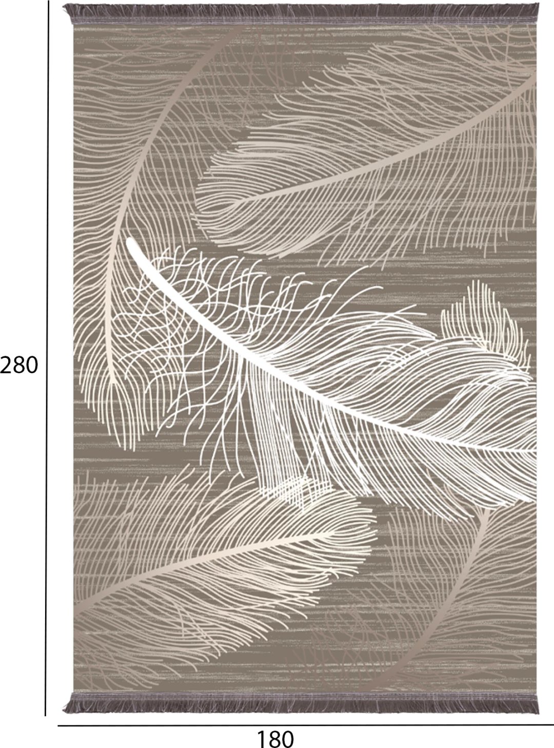 Tepih për dhomë ndeje me franja, JOSIANE, FH7723.37, kafe-bezh, 180x280