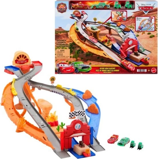 Set garash me makina Mattel Cars Disney Pixar JFL57, 4 vetura, multikolor