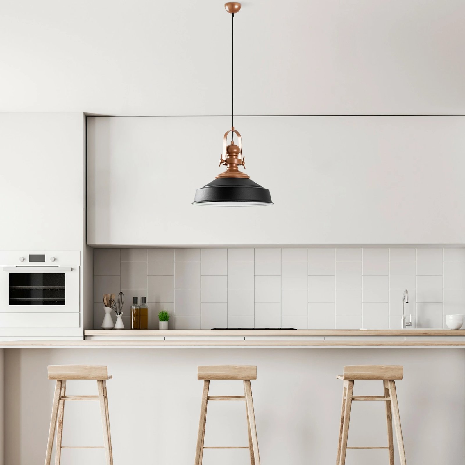 Llambë tavani Opviq Craft, e zezë, 41cm, 45-130cm lartësi, 1xE27