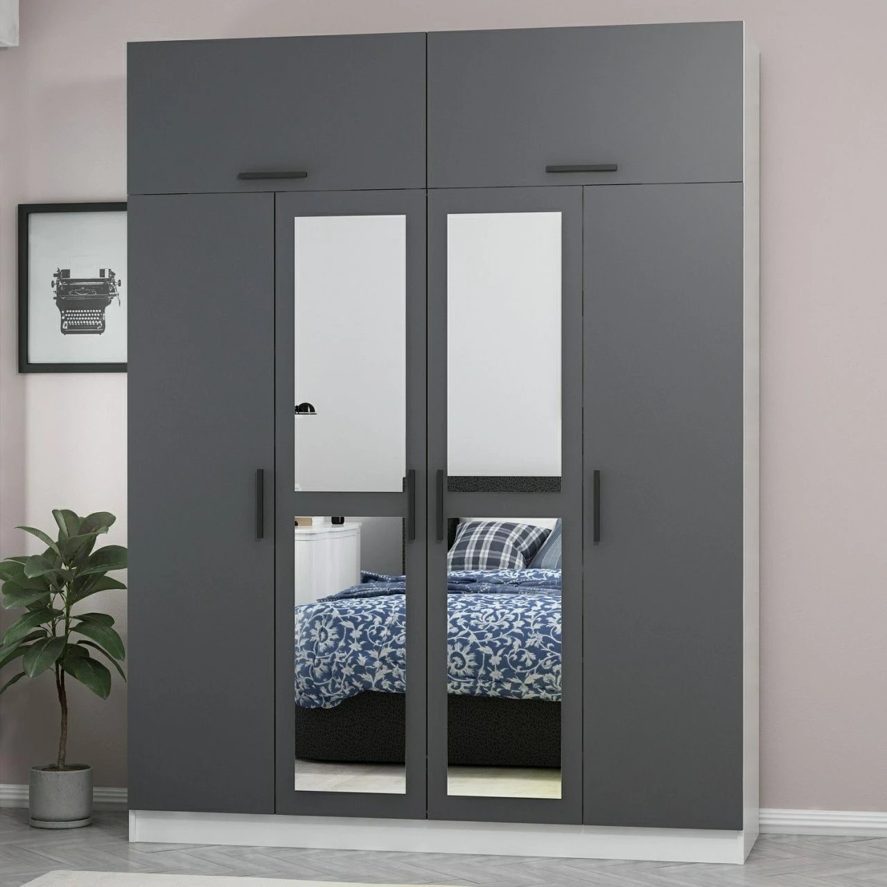 Dollap për dhomë gjumi, ngjyrë antracit, Skye Decor - 5156