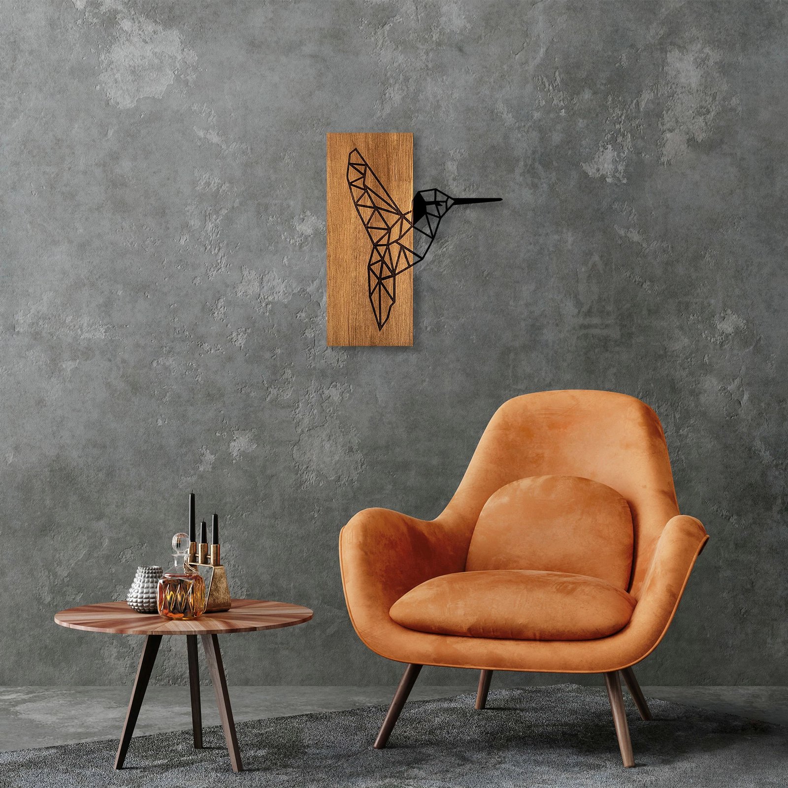 Aksesor dekorativ muri prej druri, Wallity, MA-286, ngjyrë arre dhe e zezë