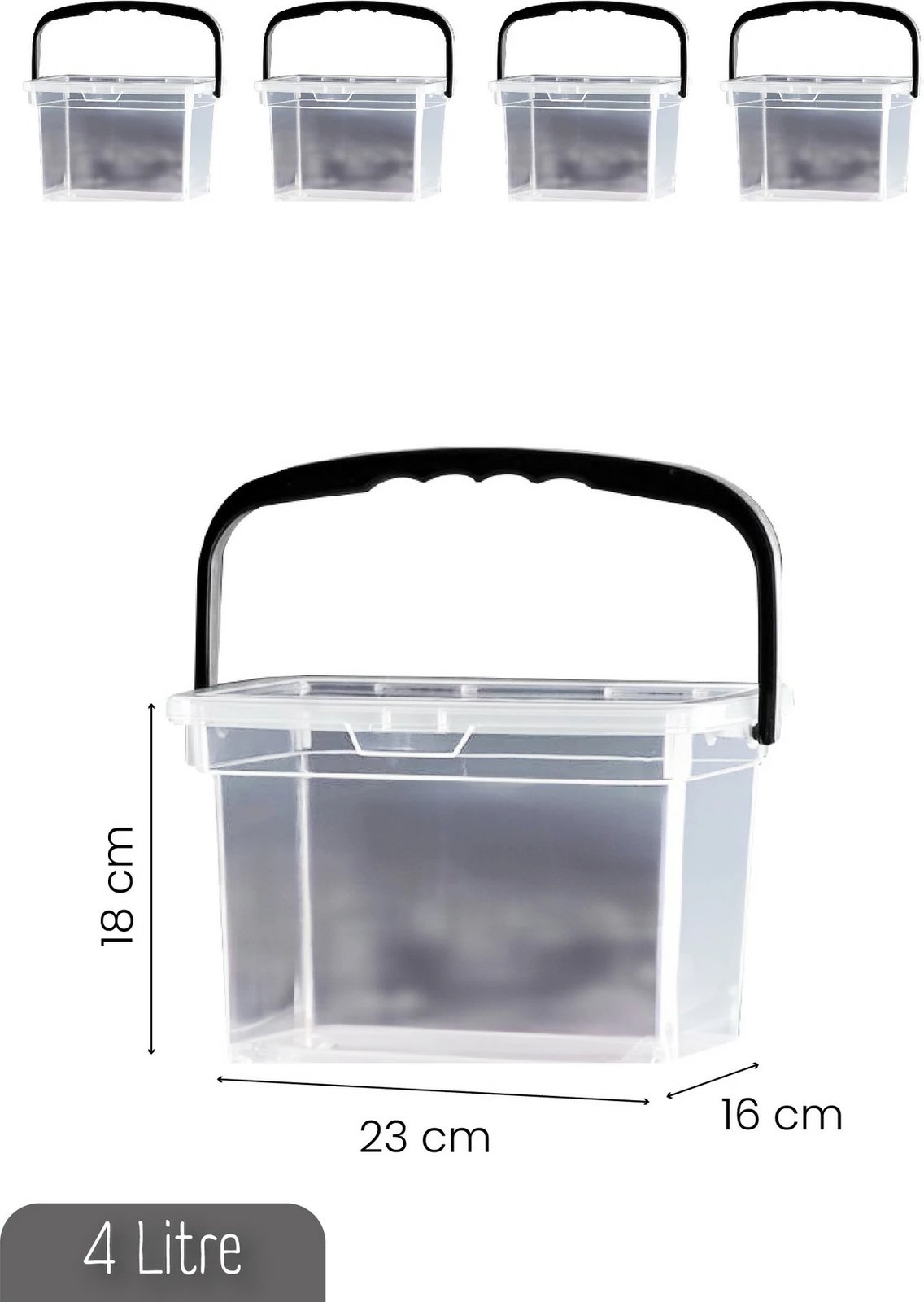 Set kuti plastike për organizim (4 copë), Hermia, KARE4LDTRJN4LU, e bardhë