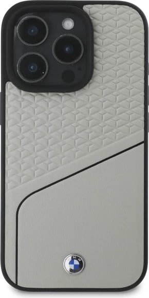 Mbështjellës BMW Sign Leather Textured And Line MagSafe për iPhone 16 Pro Max, Gri