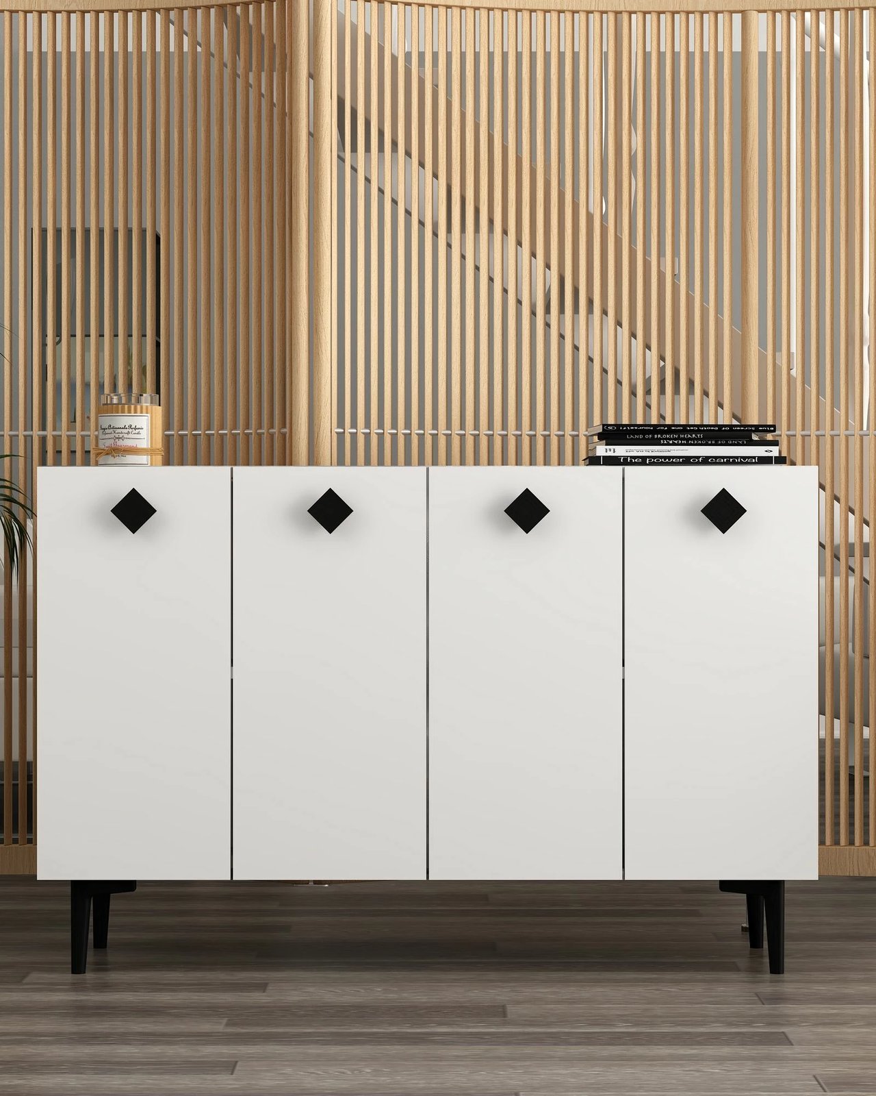 Konsol Skye Decor, e bardhë, e zezë