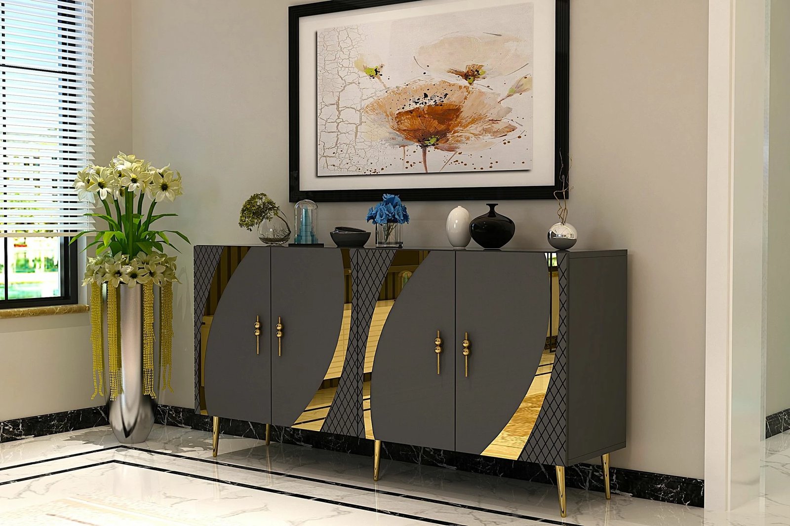 Konsol Skye Decor, anthracite dhe ari, KB150