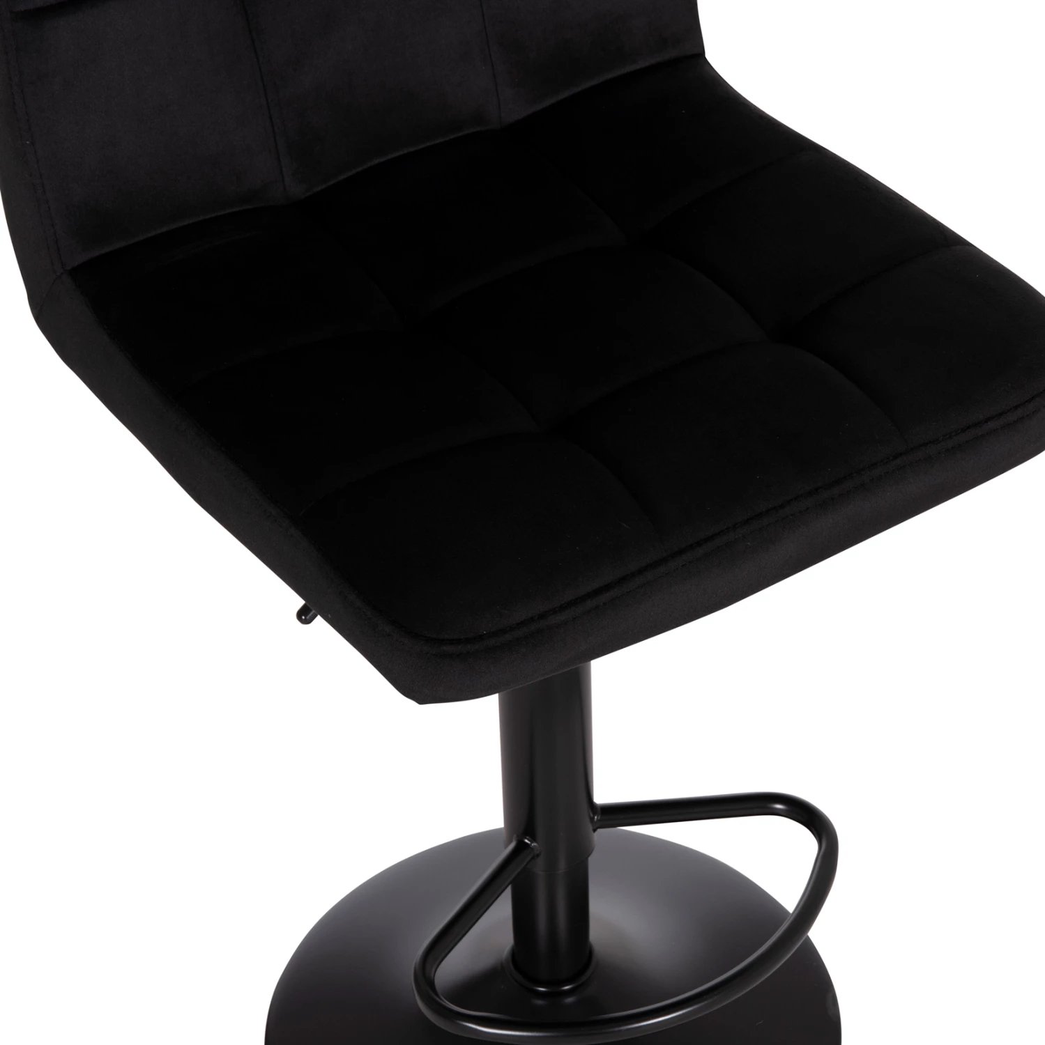 Karrige për bar rrotulluese DIANA, kadife e zezë, metal mat, 44x52x109cm, set prej 2 copë