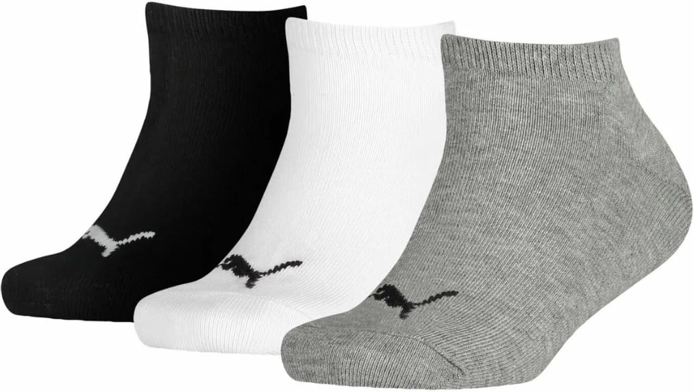 Çorape të padukshme për fëmijë Puma, gri, të bardha, të zeza