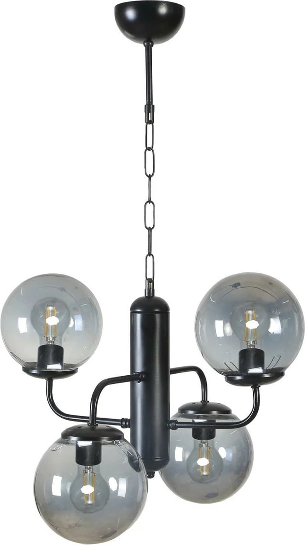 Llambë tavani Opviq, 8788-1, metal e xham, ngjyrë e zezë dhe fume