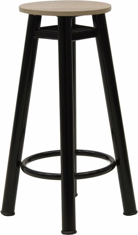 Karrige për bar Onyx, dru lisi-metal, shkëlqim i zi, D33x77cm