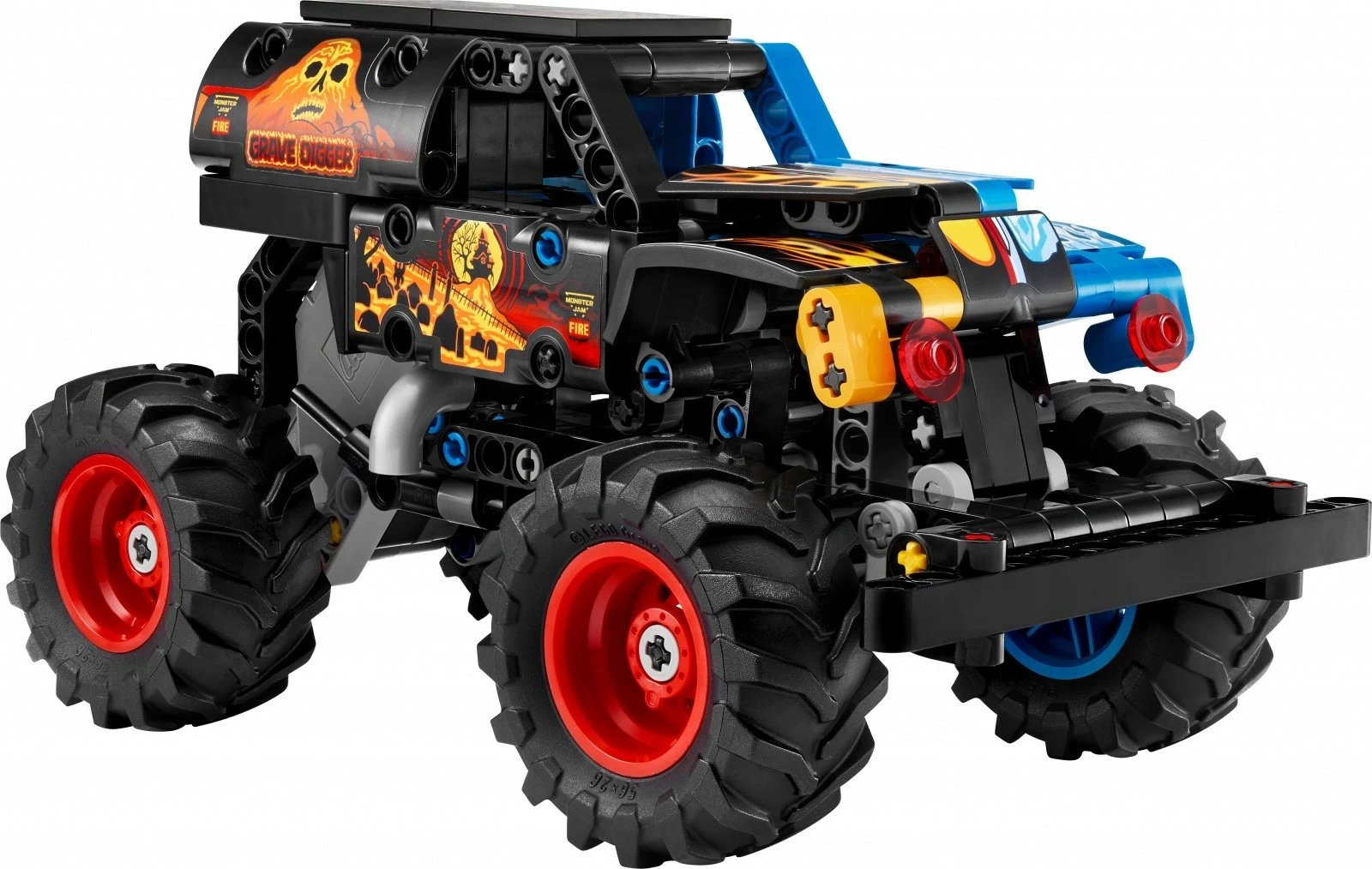Set blloqe LEGO Technic 42219 Monster Jam Grave Digger Fire & Ice, 263 pjesë, mekanizëm me tërheqje, 7+