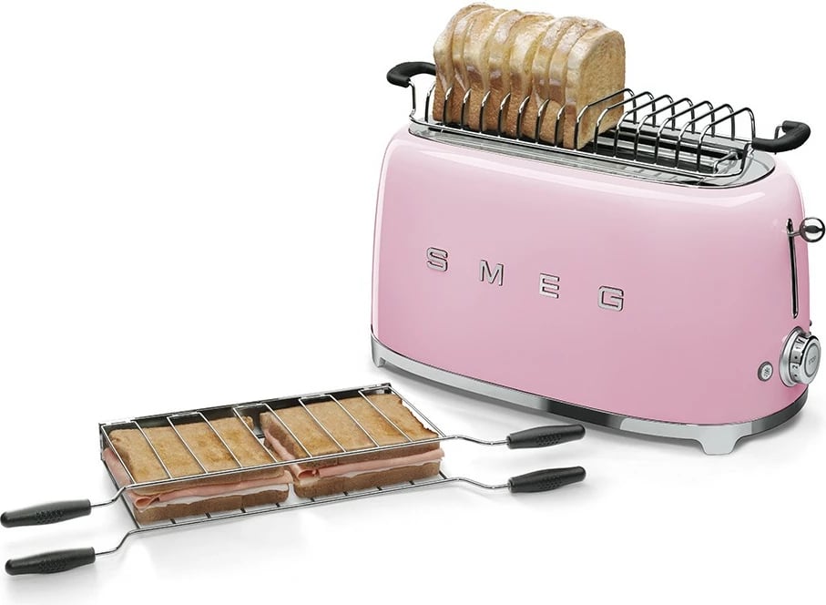 Tostier SMEG 50's Style, 4 feta, rozë