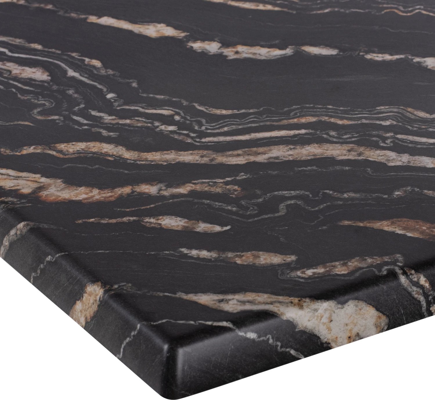 Sipërfaqe tavoline katrore, ngjyrë mermeri e zezë dhe ari, FH5231.15, 80x80 cm