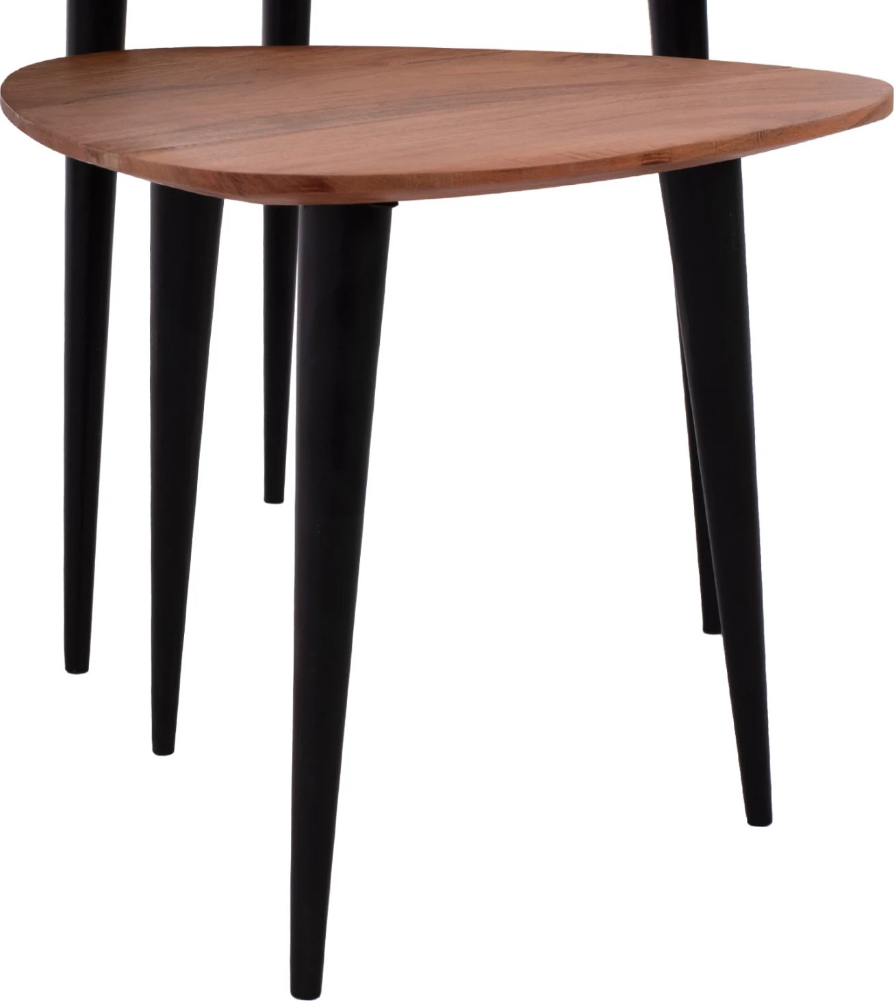 Set 3 tavolina zigon EMILIANO, dru akacie, këmbë metalike të zeza, FH9256, 69.5x67x46cm