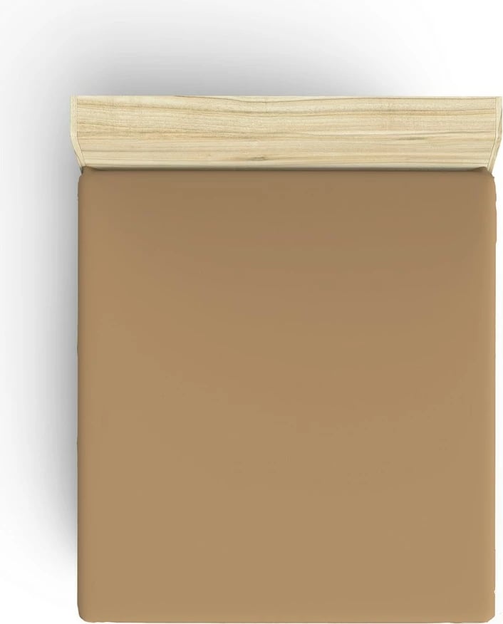 Çarçaf i shtrirë Queen XL, pambuk, ngjyrë kafe e çelët, L'essentiel