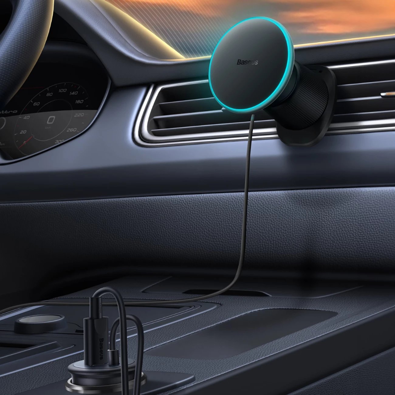 Mbajtës magnetik Baseus CW01 për iPhone, karikues wireless 15W, për grilë ventilimi, i zi