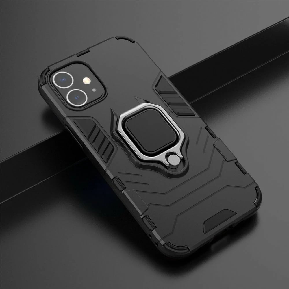 Mbështjellës Hurtel Ring Armor për iPhone 12 mini, me mbajtëse gishti dhe këmbë, Blu