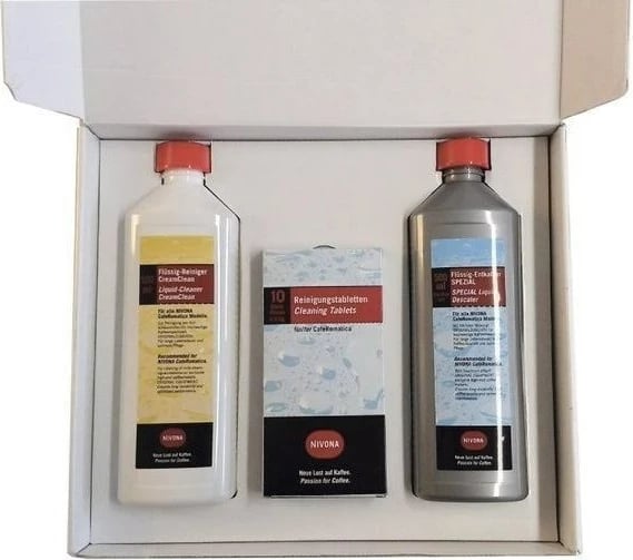 Set pastrimi për makinë kafeje NIVONA CLEAN 3 BOX, tabletë dhe lëng pastrues/descaler