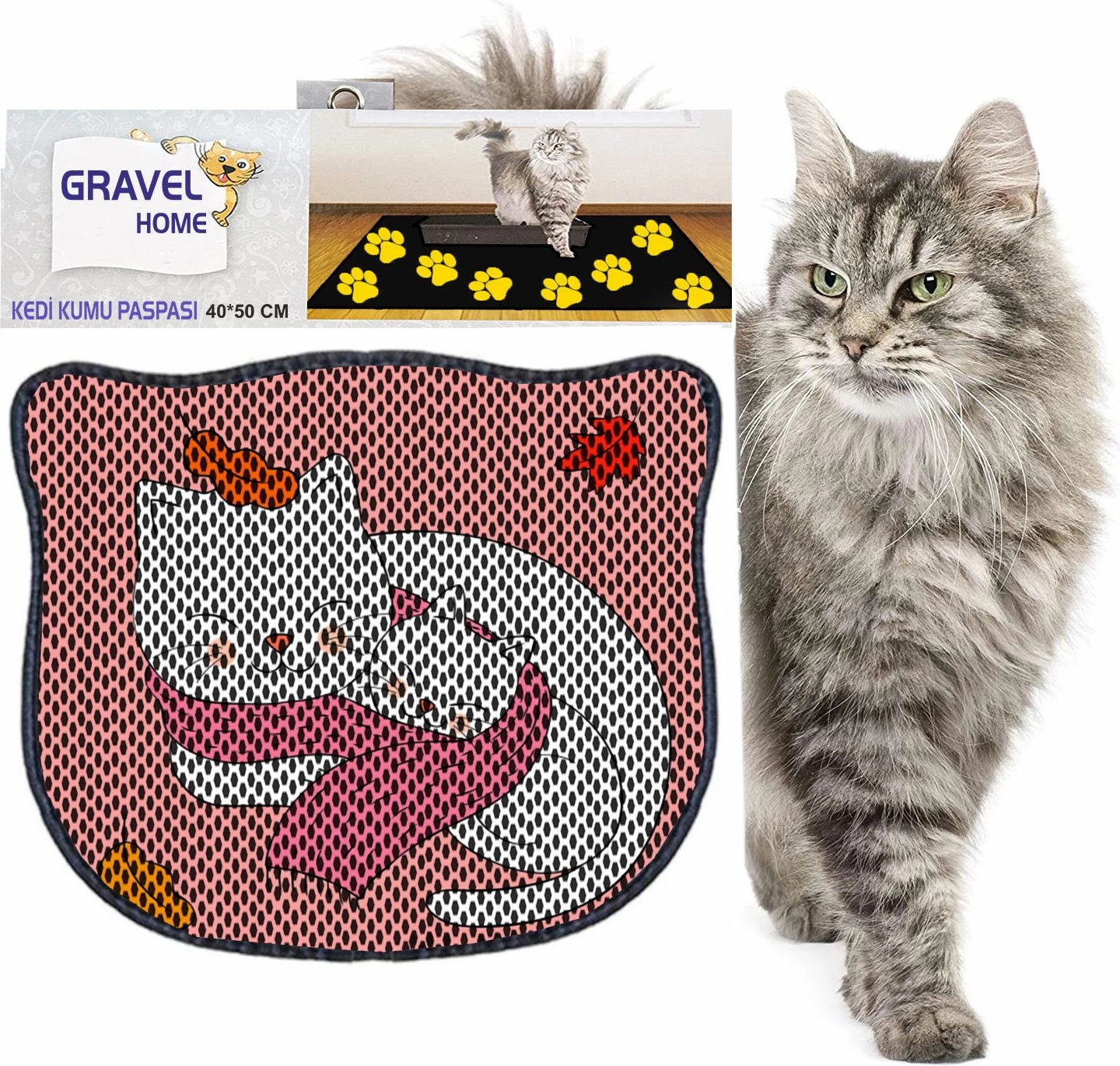 Tapet për rërë mace, shumëngjyrësh, Paws & Whiskers, Kdkafa0084, 40x50cm