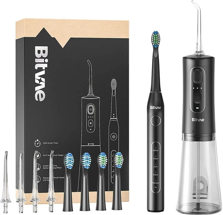 Set furçë dhëmbësh sonike Bitvae D2 me irrigator C2, e zezë