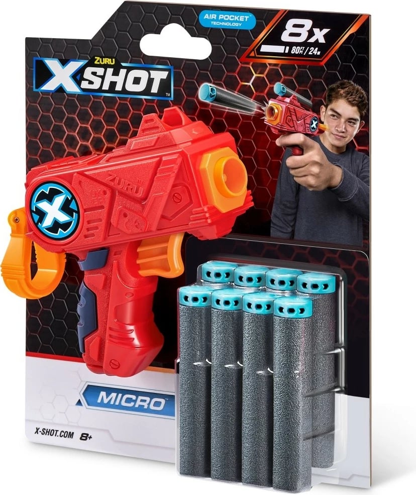 Blaster lodër ZURU X-Shot Excel Micro, 12 shigjeta, portokalli/kuqe, set 12 copë
