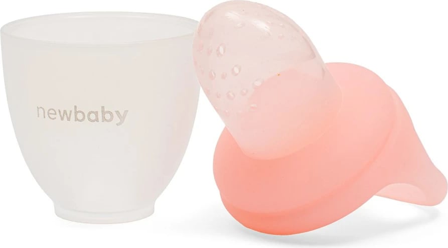 dispenser frutash-perimesh bebe, New Baby, silikon pa BPA, me kapak, rozë