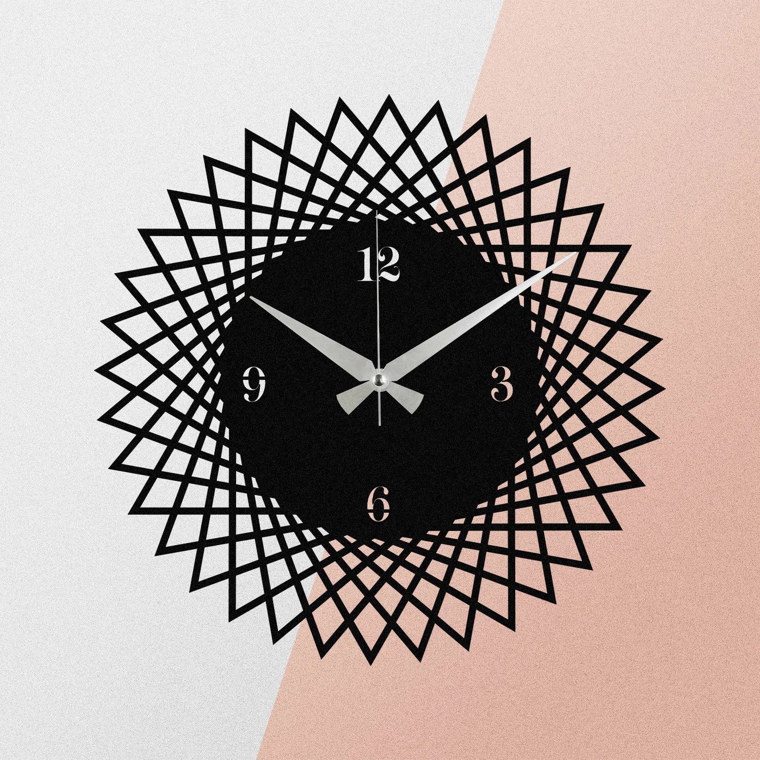 Orë muri dekorative prej metali, Wallity Enzoclock - S026, e zezë, 48x48cm