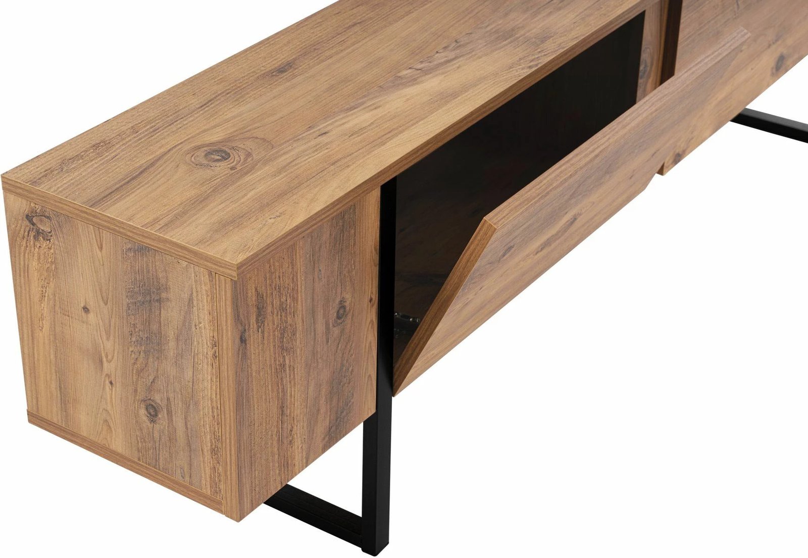 Komodë TV Nordure, ngjyrë Atlantic Pine, e zezë