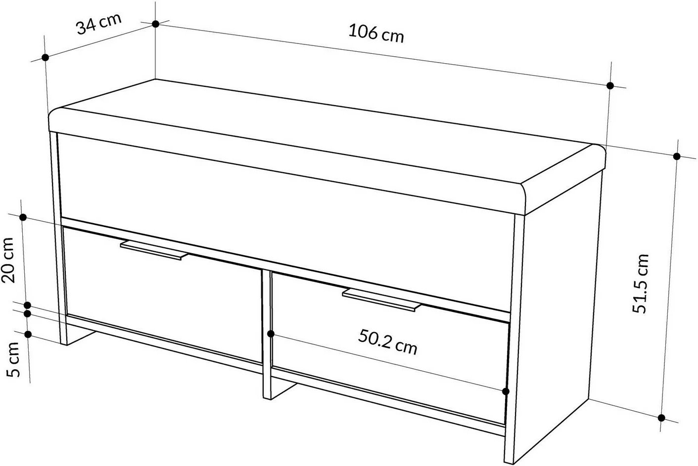 Dollap këpucësh Skye Decor, stol për këpucë Cove, antracit