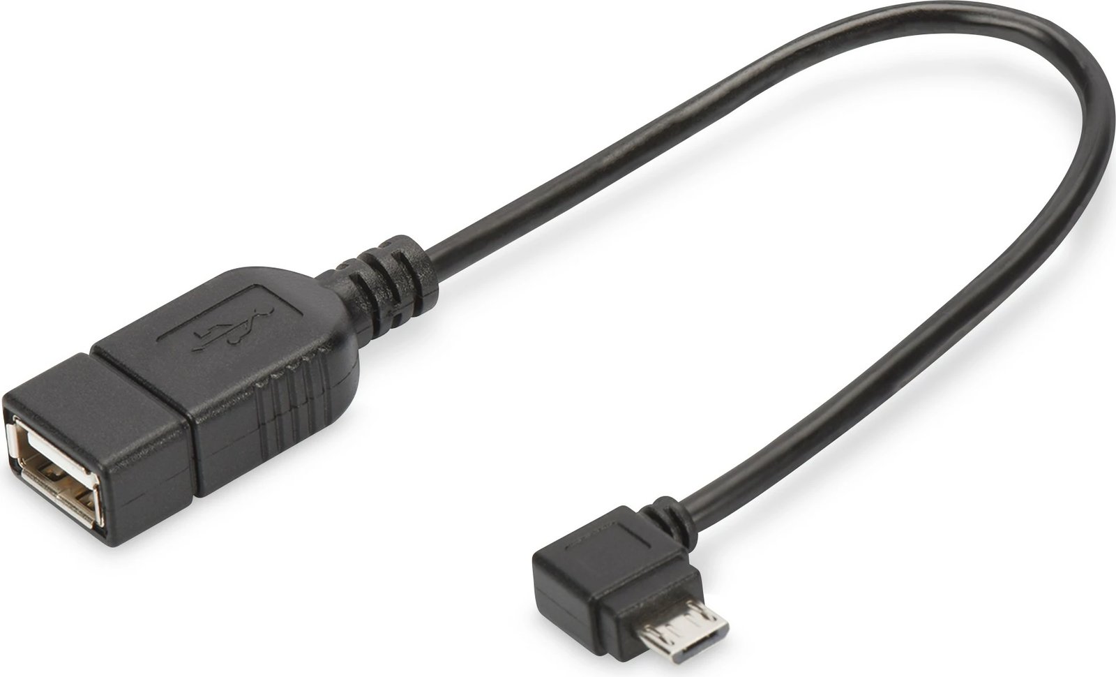 Adapter USB OTG Digitus, micro USB B në USB A, 0.15m, zi
