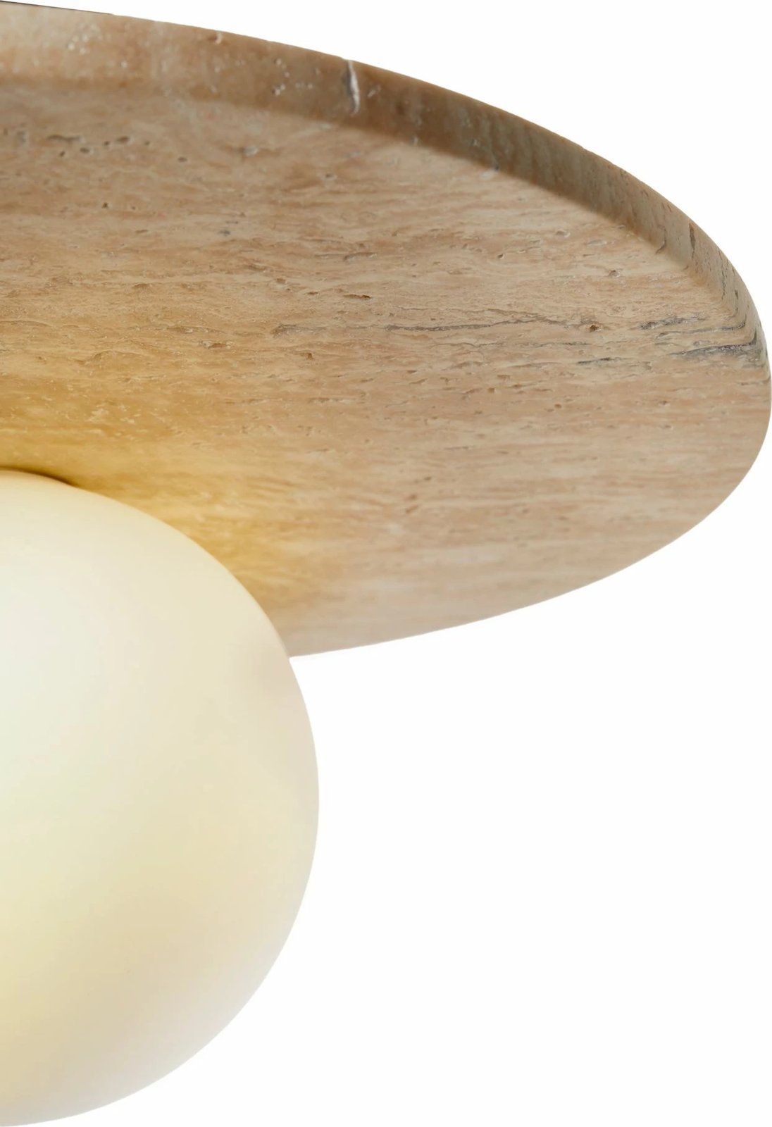 Llambë tavani Opviq, Tor-Tun, trup travertini, kapak qelqi, bezhë/bardhë